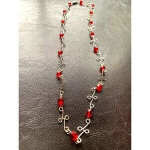 Silver Whimsical Acrylic Glass Red Fashion Necklace